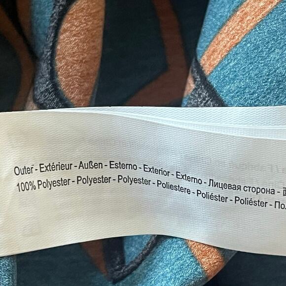 Women's Traffic People Blue Brown Geometic Print Dress Tie Belt Size Small - Picture 7 of 7